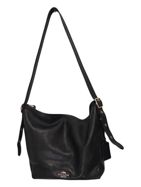 Coach Handbags - Coach Dufflette Black Pebbled Leather Shoulder Bag